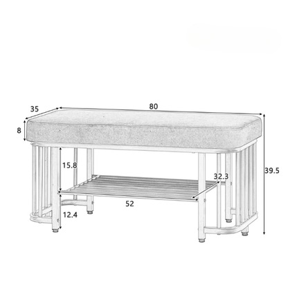 Banc à Chaussures Gris | Assise Velours Confortable et Design Moderne