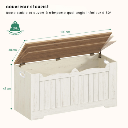 Banc Coffre de Rangement Moderne | Design Blanc Minimaliste