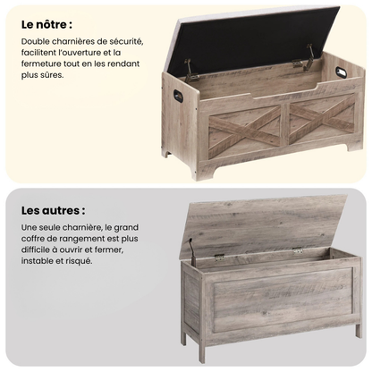 Banc Coffre en Bois avec Rangement | Design Décoratif et Assise Confortable