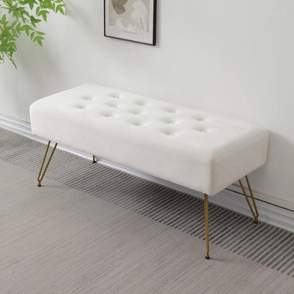 Banc d'entrée Ottoman Design Moderne Luxe | Élégance Dorée et Velours