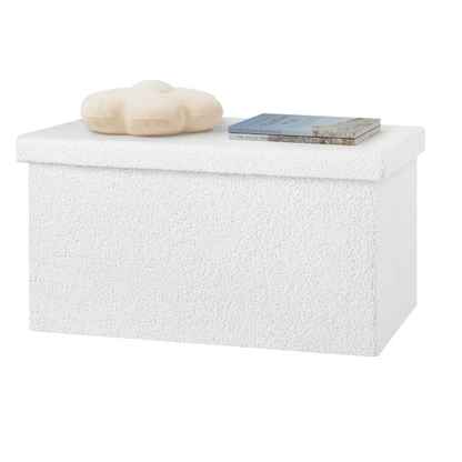 Banc Coffre Pliable en Tissu Teddy | Design Scandinave et Rangement 80L