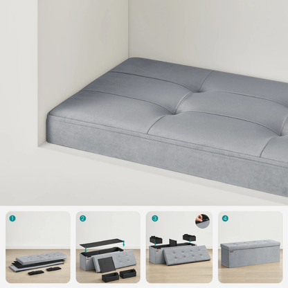Banc Coffre Pliable en Velours avec 131L de Rangement | Design Moderne Scandinave