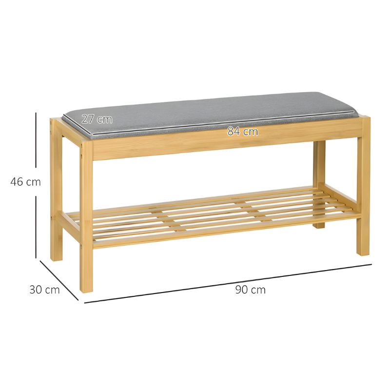 Banc d’Entrée en Bois de Bambou avec Rangement Chaussures | Design Scandinave