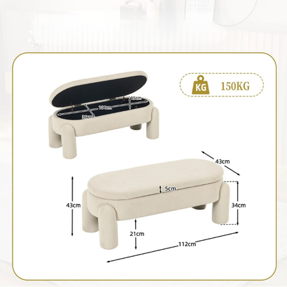 Banc Coffre de Rangement Ottoman Beige | Design Moderne et Élégant