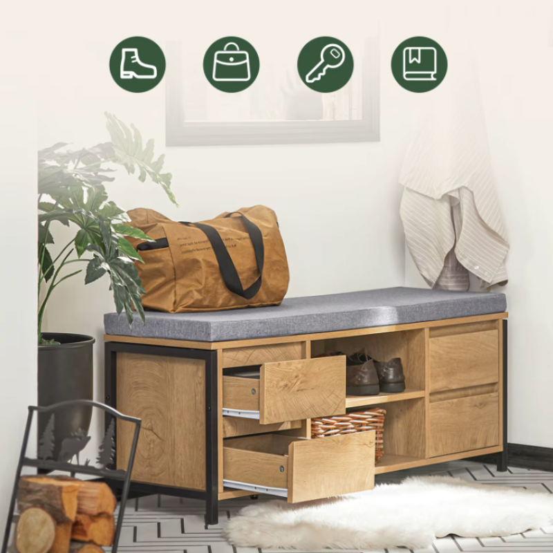 Banc à Chaussures Scandinave avec Rangement | Bois Naturel et Design