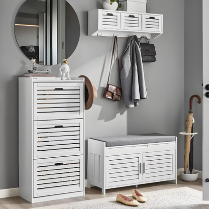 Banc Coffre d’Entrée Minimaliste | Design Nordique avec Rangement à Portes