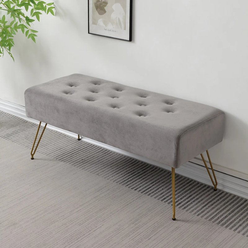 Banc d'entrée Ottoman Design Moderne Luxe | Élégance Dorée et Velours
