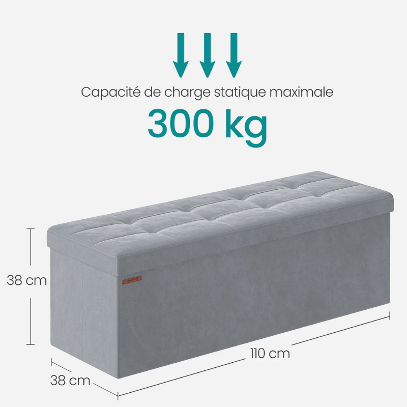 Banc Coffre Pliable en Velours avec 131L de Rangement | Design Moderne Scandinave