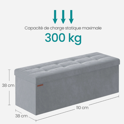 Banc Coffre Pliable en Velours avec 131L de Rangement | Design Moderne Scandinave