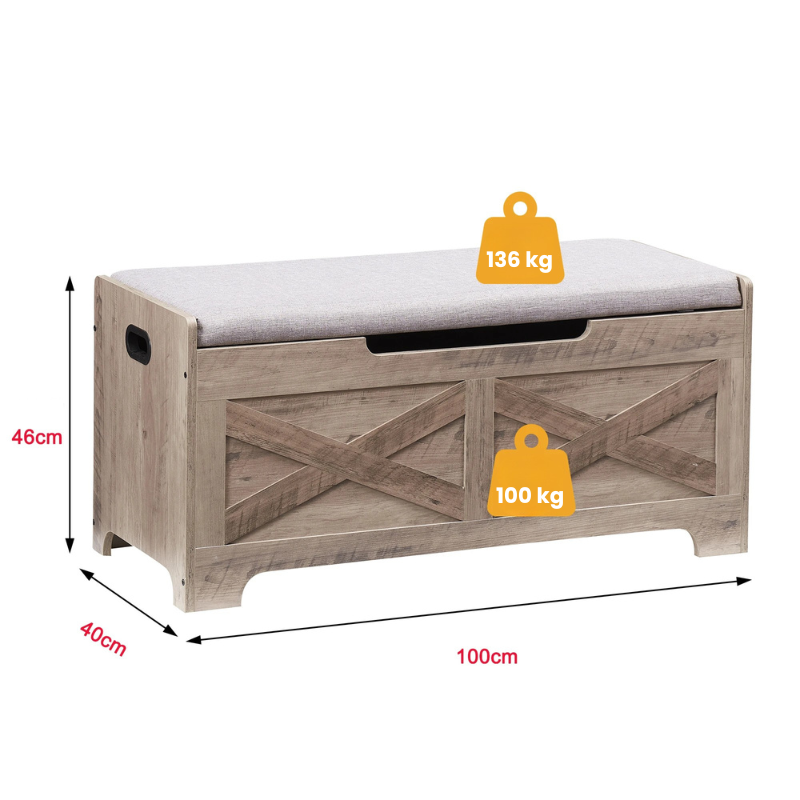Banc Coffre en Bois avec Rangement | Design Décoratif et Assise Confortable