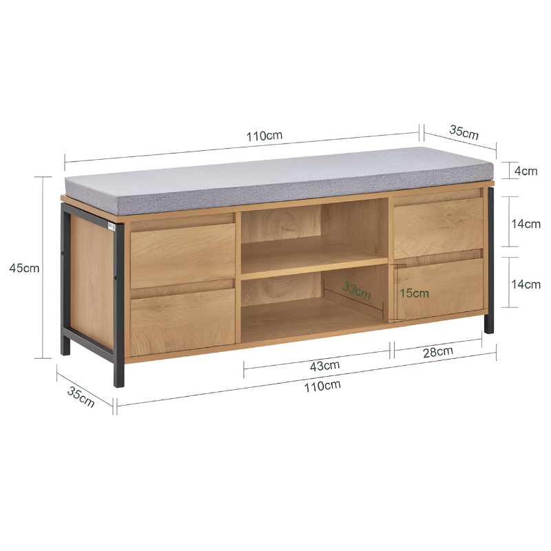 Banc à Chaussures Scandinave avec Rangement | Bois Naturel et Design