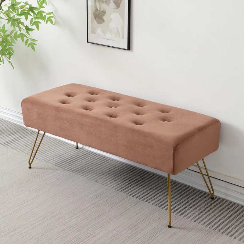 Banc d'entrée Ottoman Design Moderne Luxe | Élégance Dorée et Velours