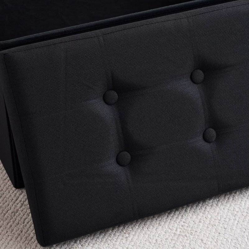 Banc Coffre Pliable Noir avec Assise Confortable | Design Décoratif