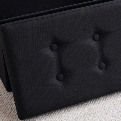 Banc Coffre Pliable Noir avec Assise Confortable | Design Décoratif