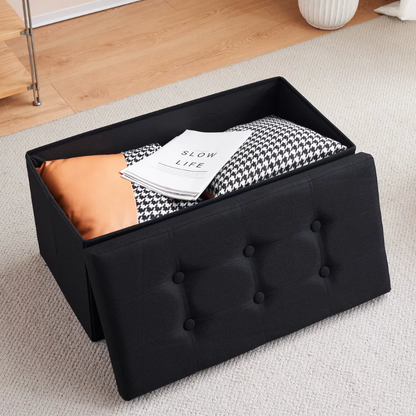 Banc Coffre Pliable Noir avec Assise Confortable | Design Décoratif