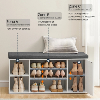 Banc à Chaussures Minimaliste avec Assise Rembourrée | Moderne et Décoratif