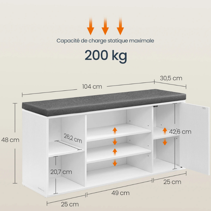 Banc à Chaussures Minimaliste avec Assise Rembourrée | Moderne et Décoratif