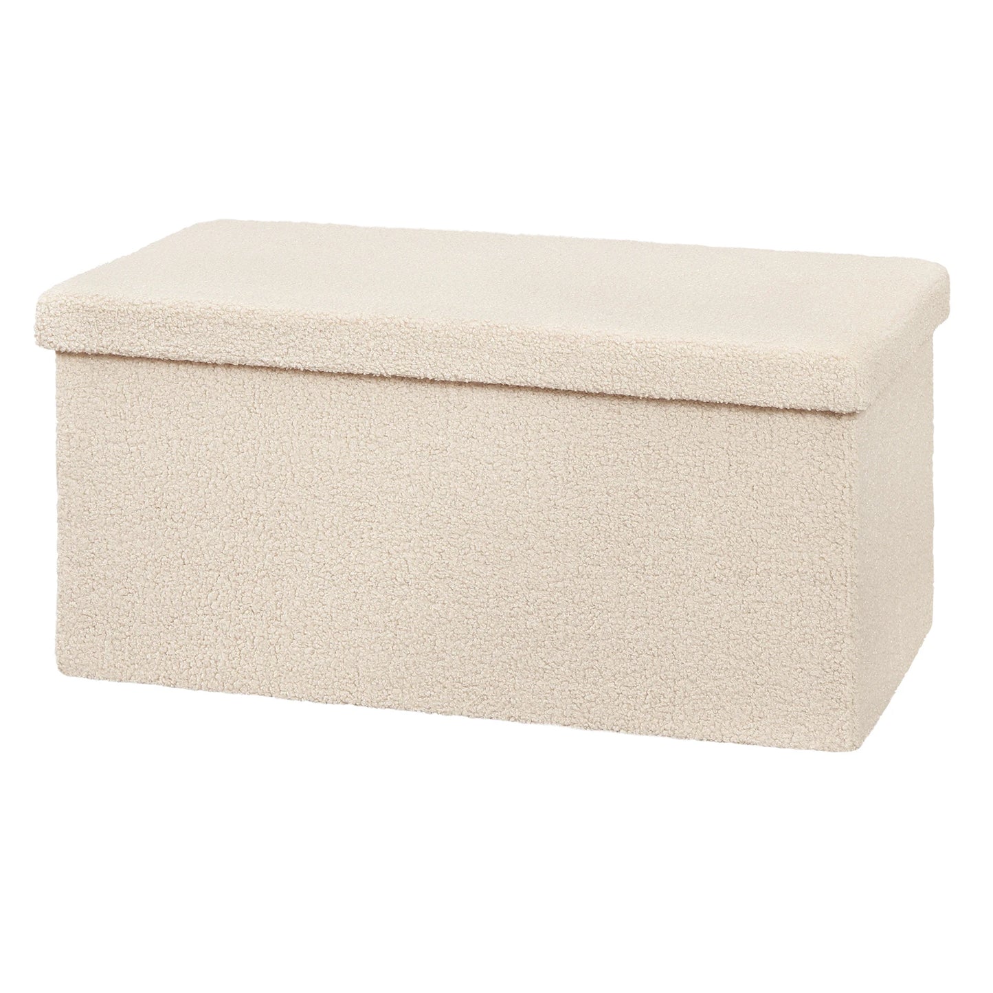 Banc Coffre Pliable en Tissu Teddy | Design Scandinave et Rangement 80L