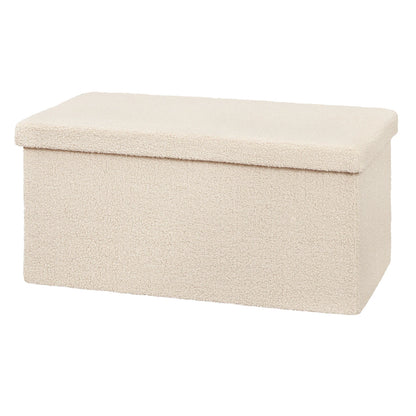 Banc Coffre Pliable en Tissu Teddy | Design Scandinave et Rangement 80L