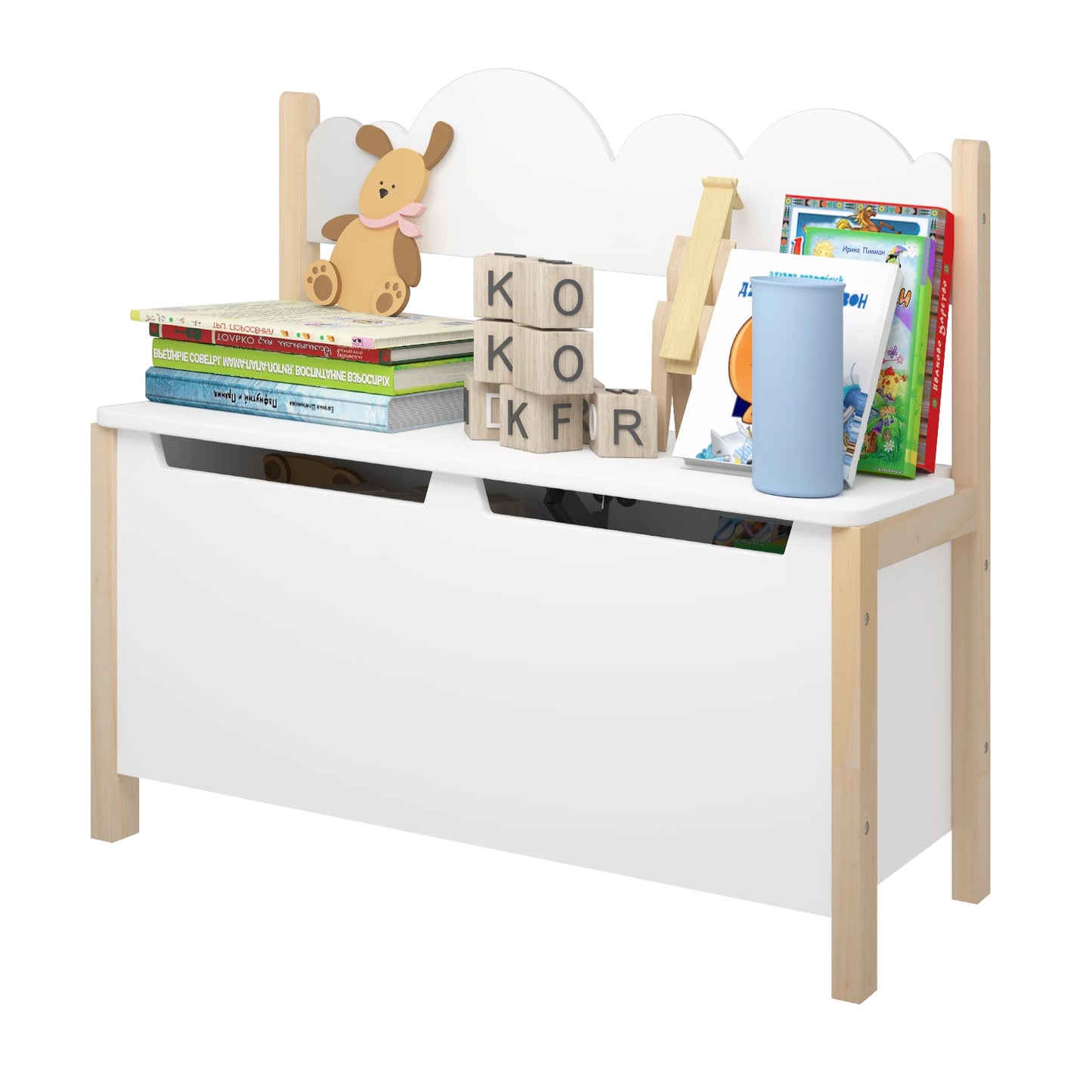 Banc Coffre Enfant en Bois avec Dossier | Assise de Rangement Décorative