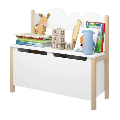 Banc Coffre Enfant en Bois avec Dossier | Assise de Rangement Décorative