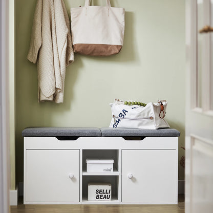 Banc à Chaussures avec Rangement Intégré | Design Nordique et Assise Coussinée