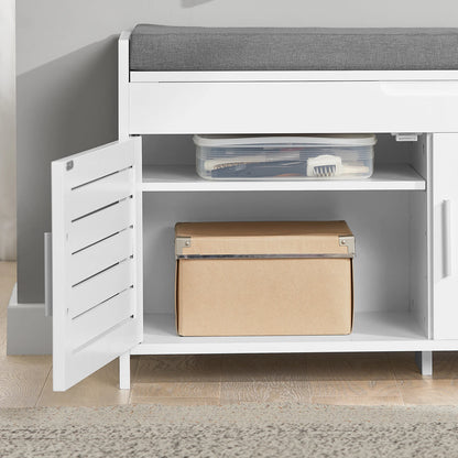 Banc Coffre d’Entrée Minimaliste | Design Nordique avec Rangement à Portes