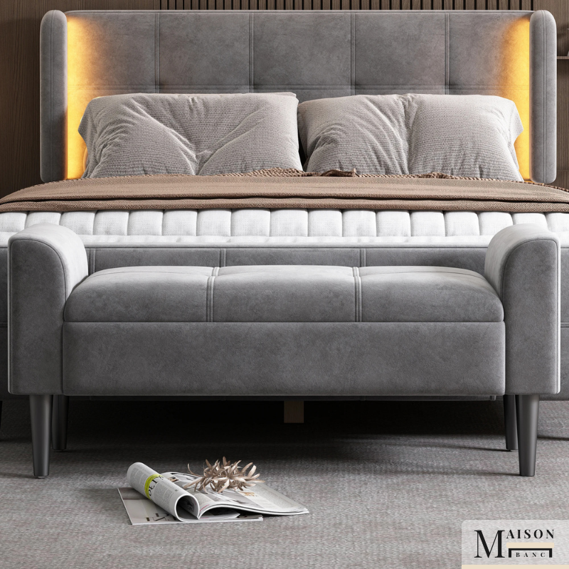 Banc Bout de lit Capitonné avec Accoudoirs | Design Décoratif Minimaliste