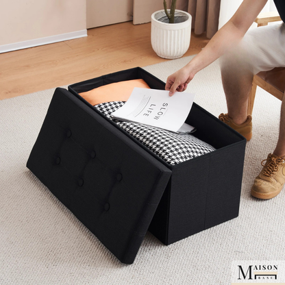 Banc Coffre Pliable Noir avec Assise Confortable | Design Décoratif