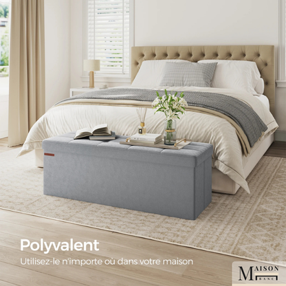 Banc Coffre Pliable en Velours avec 131L de Rangement | Design Moderne Scandinave