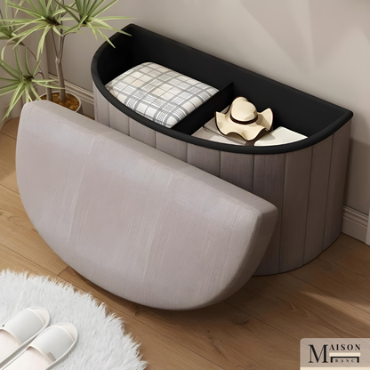Banc Coffre de Rangement Demi-Cercle | Design Épuré et Décoratif