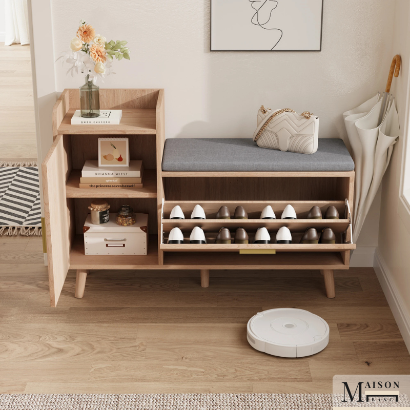 Banc à Chaussures 2 en 1 avec Assise Confort | Style Scandinave et Moderne