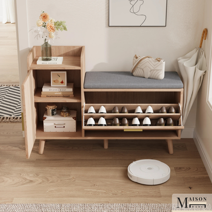 Banc à Chaussures 2 en 1 avec Assise Confort | Style Scandinave et Moderne