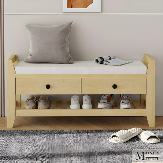 Banc à Chaussures Design Nordique | Assise Confort et Rangement Caché