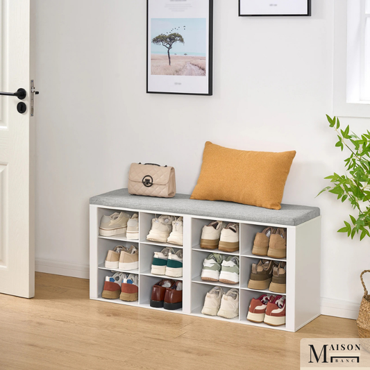 Banc à Chaussures Moderne avec Coussin | Design Scandinave avec Assise Confort