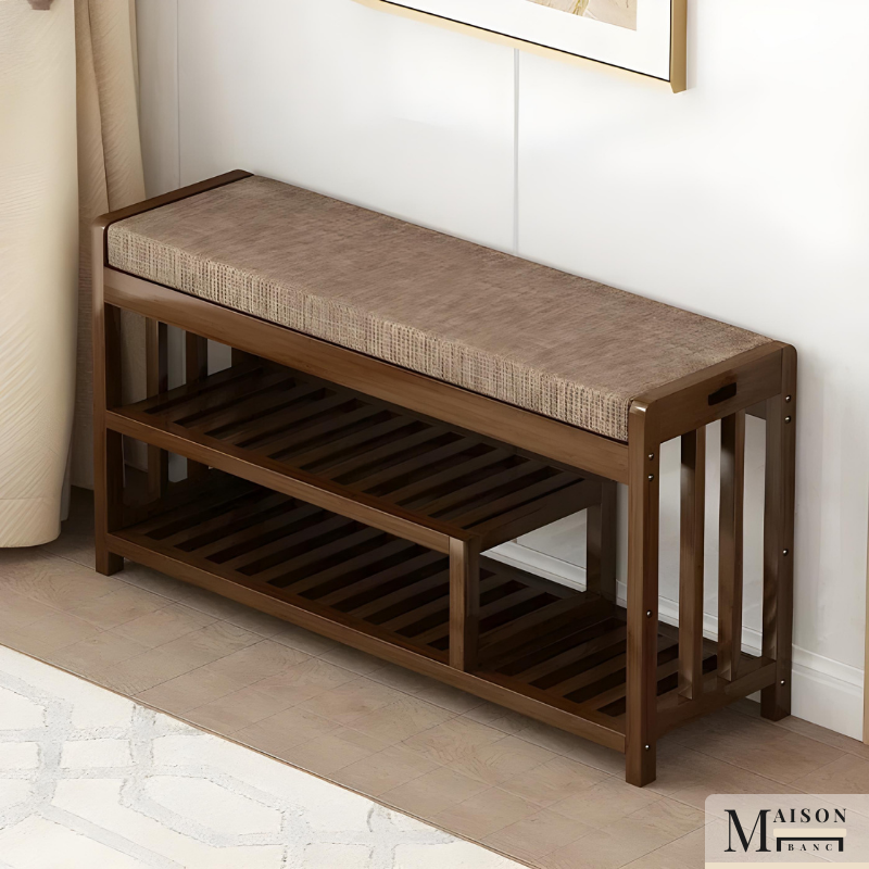 Banc à Chaussures en Bois Massif Minimaliste | Rangement Design Scandinave
