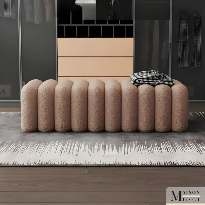 Banc d’Entrée Nordique Design Luxe | Velours Doux et Minimaliste