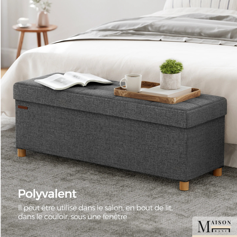 Banc de Rangement Pliant Gris | Design Moderne Décoratif