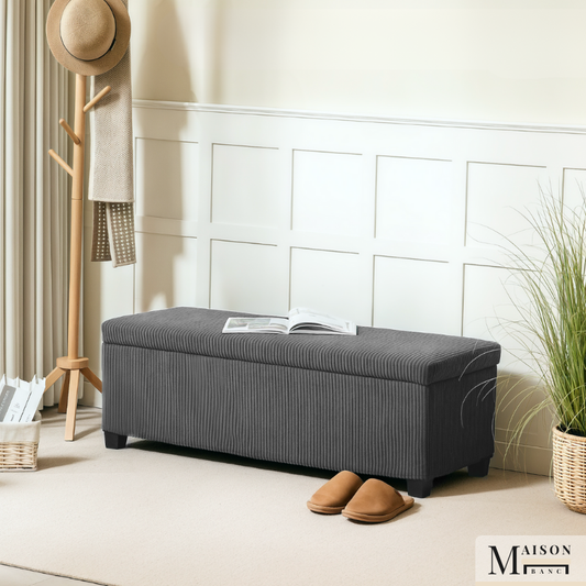Banc de Rangement avec Coffre en Velours Côtelé | Design Moderne