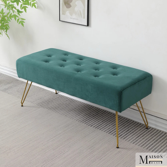 Banc d'entrée Ottoman Design Moderne Luxe | Élégance Dorée et Velours