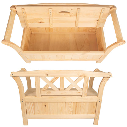Banc de Jardin Coffre en Pin au Design Classique | Assise et Rangement
