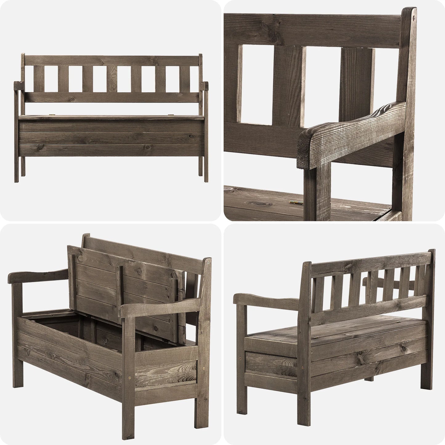 Banc de Jardin Classique en Bois avec Coffre | Rangement Discret