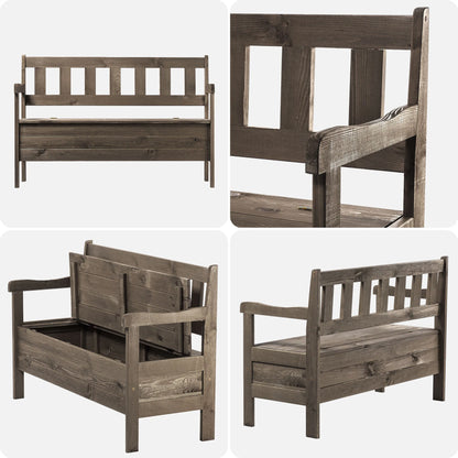 Banc de Jardin Classique en Bois avec Coffre | Rangement Discret