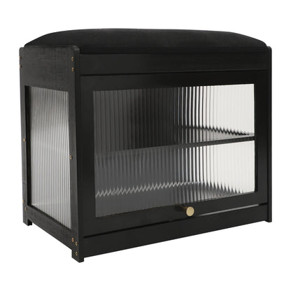 Banc à Chaussures Noir avec Assise | Design Nordique Minimaliste