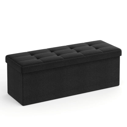 Banc Coffre Pliable en Tissu Lin | Rangement Spacieux et Design Élégant