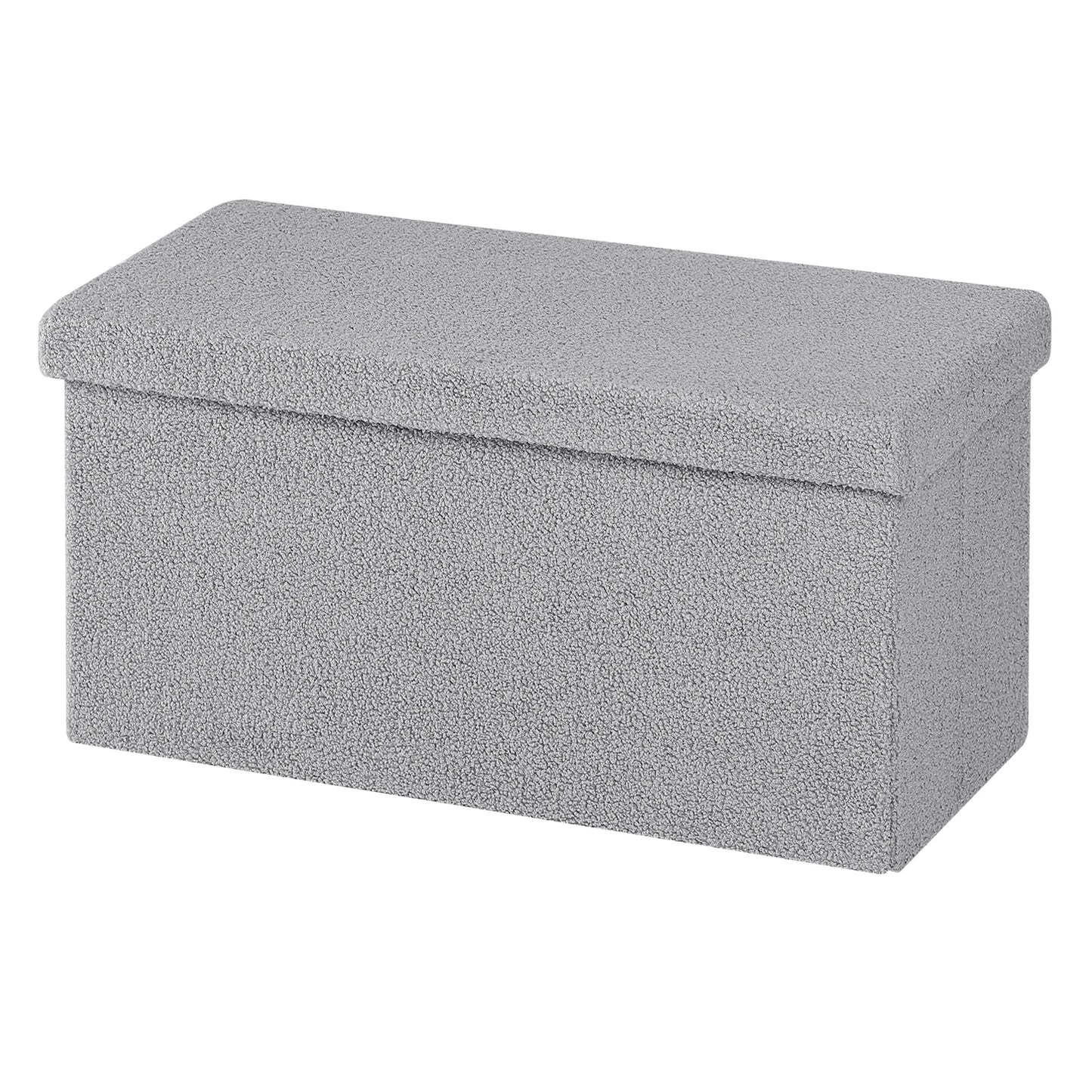 Banc Coffre Pliable en Tissu Teddy | Design Scandinave et Rangement 80L