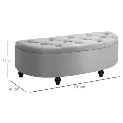 Banc Coffre Velours Gris | Design Chic et Rangement Discret