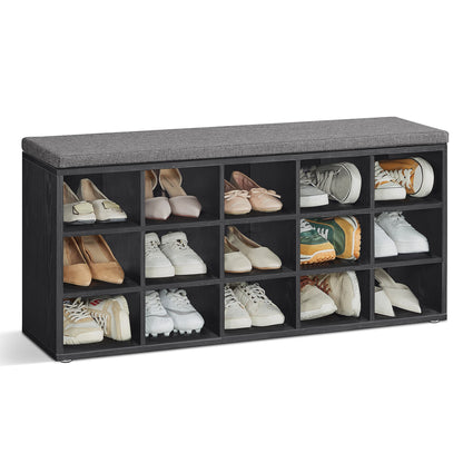 Banc à Chaussures Design Scandinave avec Assise Rembourrée | 9 Compartiments