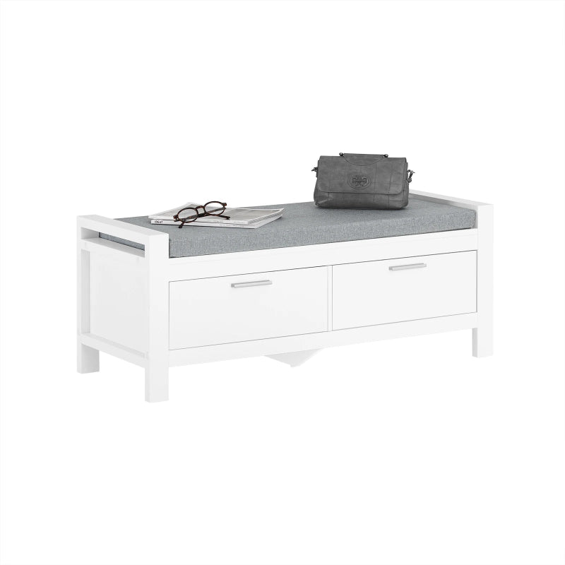 Banc d’Entrée Minimaliste Blanc | Design Scandinave avec Assise et Rangement