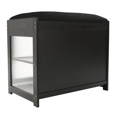 Banc à Chaussures Noir avec Assise | Design Nordique Minimaliste